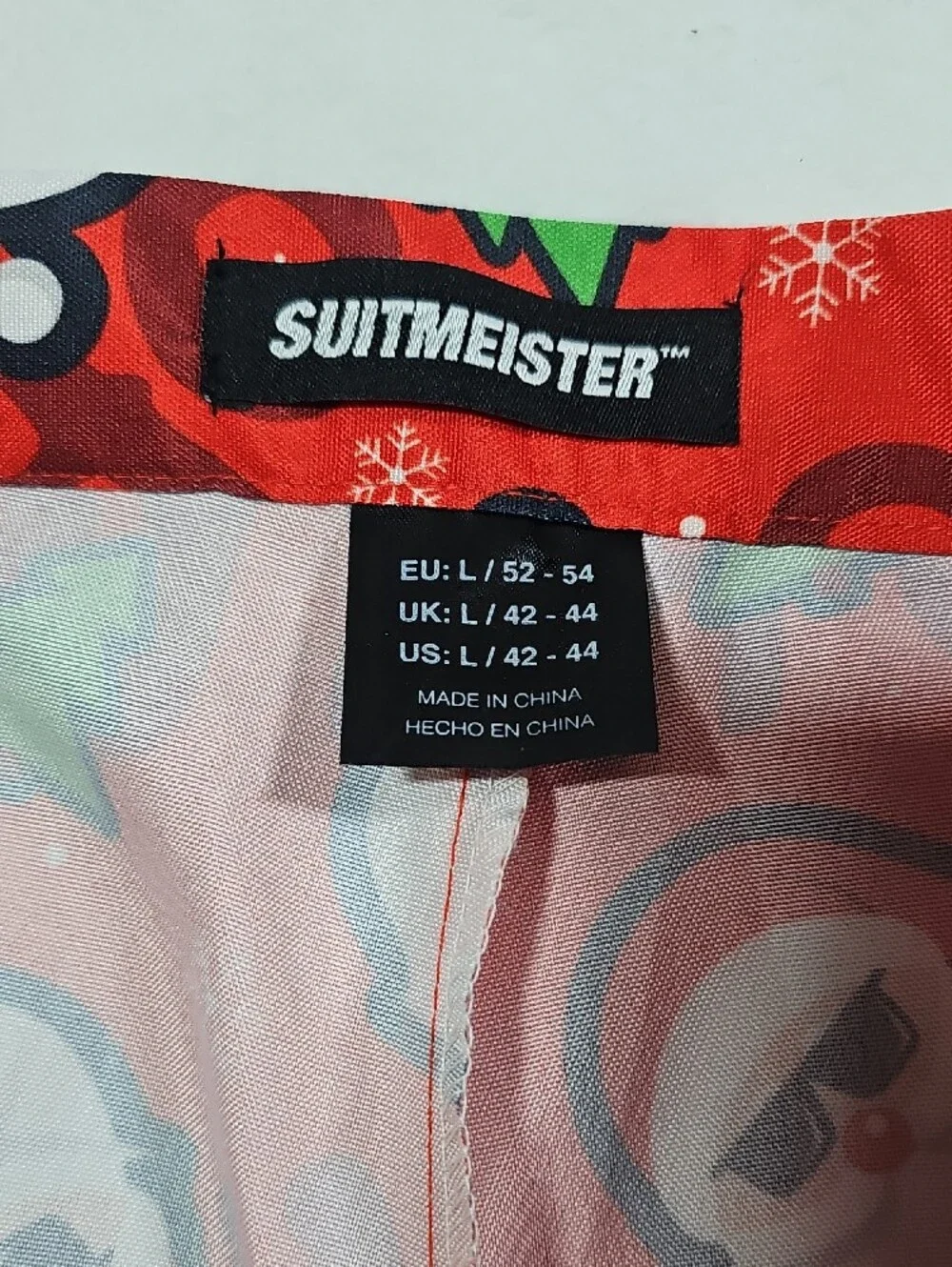 Suitmeister Mens Christmas Suit Set Large Red Santa Sunglasses Ho Ho Ho‎ 3-Piece